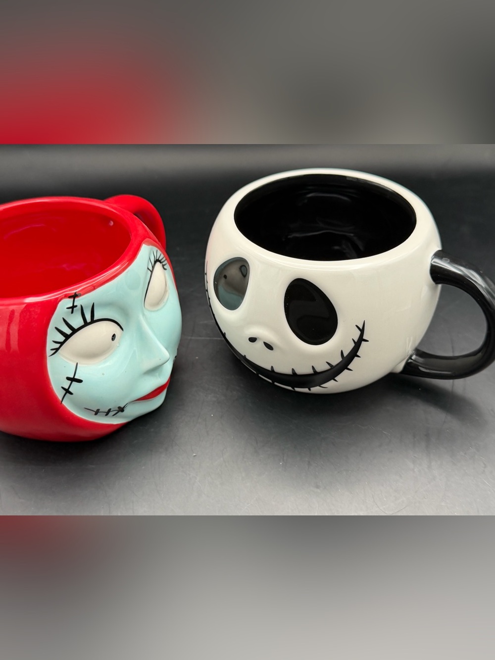 Nightmare Before Christmas Jack and Sally Mug Set- White and Red